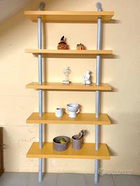 Libreria a muro gialla 5 piani - non smontabile