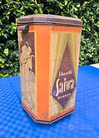 Grande scatola latta Saiwa Maschere anni '30