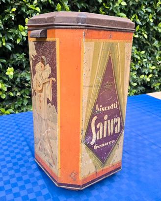 Grande scatola latta Saiwa Maschere anni '30