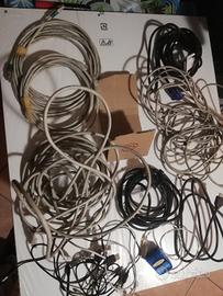 lotto 2 cavi: Ethernet lunghi, 7 usb -  mini, 1 hu