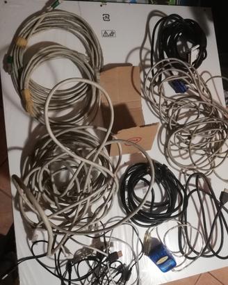 lotto 2 cavi: Ethernet lunghi, 7 usb -  mini, 1 hu