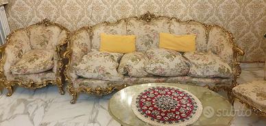 Salotto d’epoca legno dorato da restaurare - onice