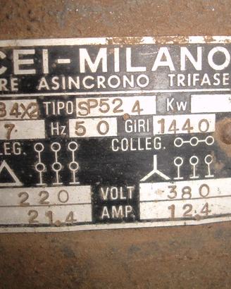 Motore elettrico usato trifase sega 7hp sicei 380W