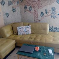 Divano in pelle color verde mela.