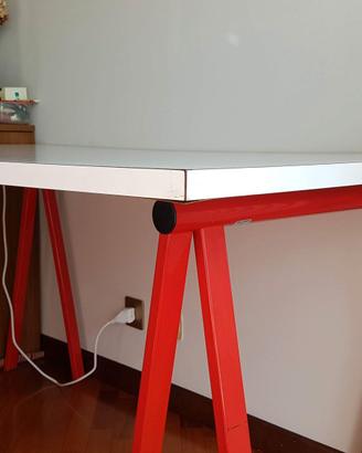 Piano scrivania bianco e nero cm 160x80