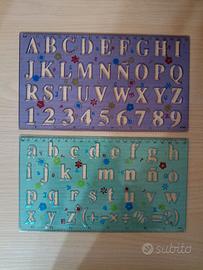 Coppia di stencil con lettere e numeri 
