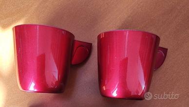 2 tazze mug rosse in vetro termico made in Italy
