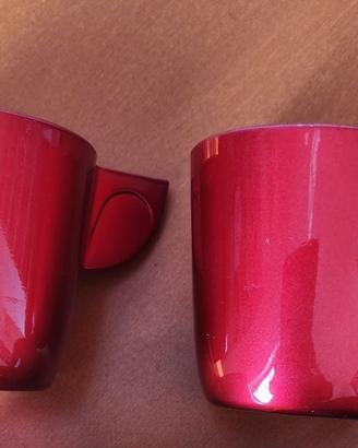 2 tazze mug rosse in vetro termico made in Italy