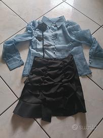 Completo camicia blu pavone e gonna/pantalone