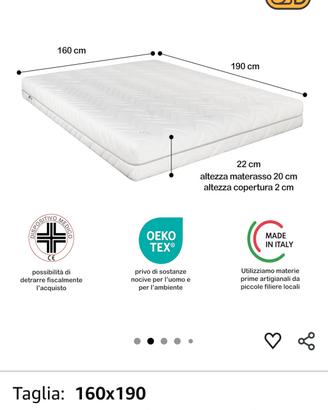 Materasso in Memory+Waterfoam 