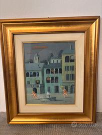 Dipinto olio su tela firmato G.Rossi -quadro Naif