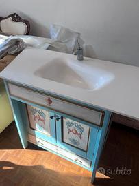 Mobile bagno singolo artigianale dipinto a mano