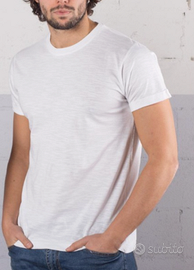 T-SHIRT BIANCA UOMO COTONE FIAMMATO