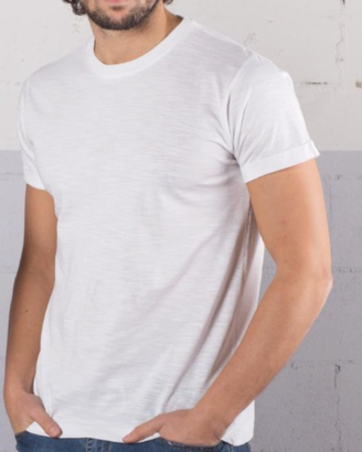 T-SHIRT BIANCA UOMO COTONE FIAMMATO