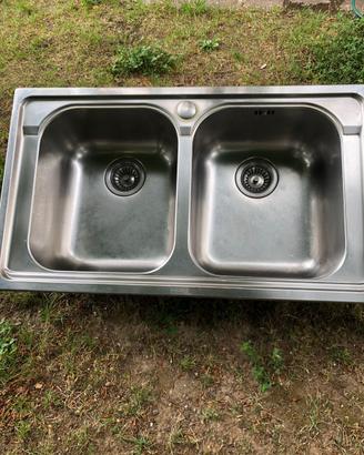 Doppio lavabo in acciaio inox