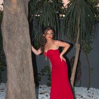 abito cerimonia rosso modello sirena