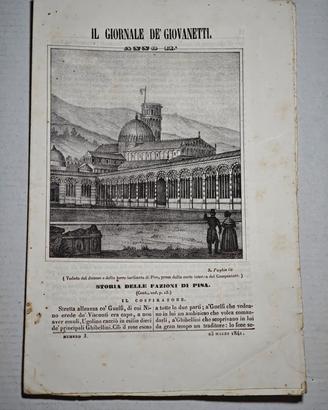 1841 Napoli Giornale De' Giovanetti Torre di Pisa 