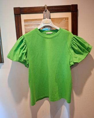 tshirt basic verde acceso cotone e yersey Zara L
