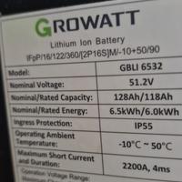 Batteria growatt da 6,5 kW modificata con Bms DALY