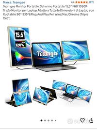 Teamgee Monitor Portatile 15,6”, doppio schermo