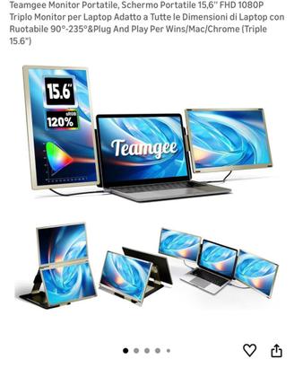 Teamgee Monitor Portatile 15,6”, doppio schermo
