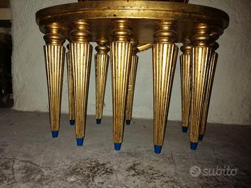 Tavolino dorato a foglia d'oro in perfette condizi