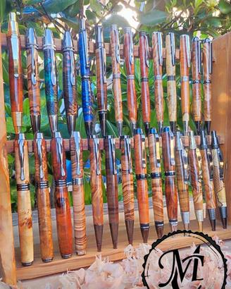 penne in legno pregiato tornite a mano libera 