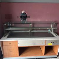 Banco caldesposizione alimenti con vetro superiore