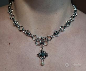 Collana in tessitura a maglia ad anelli vittoriana