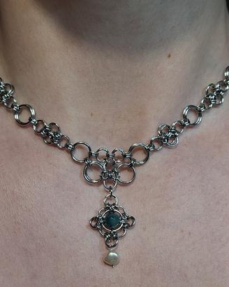 Collana in tessitura a maglia ad anelli vittoriana