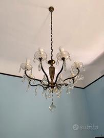 Coppia lampadari classici ottone 8 luci