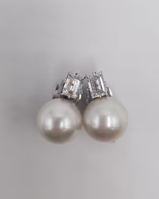 ORECCHINI ORO CON PERLE E DIAMANTI 0.60 ct