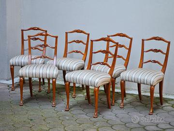 Set di 6 sedie vintage stile Chippendale Revival