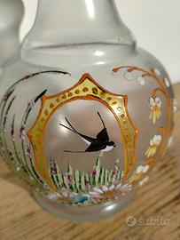 Caraffa vintage da comodino in vetro antico 