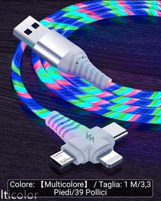 cavo luminoso fluido 3-in-1 di lunghezza 1m
