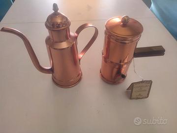 COPPIA OLIERA e CAFFETTIERA IN RAME  RUFFONI