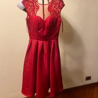 Vestito raso rosso nuovo chi chi London tg S
