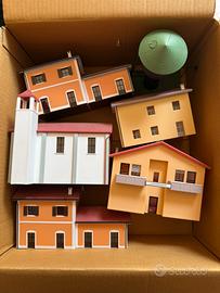 Lotto 5 edifici H0 case chiesa caserma