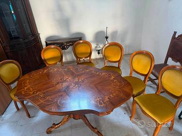 Tavolo ovale stile Luigi XV / Barocco + 6 sedie
