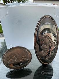 Coppia di icone sacre in silver