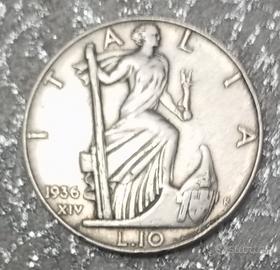 argento Regno d'Italia 10 lire 1936