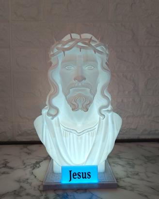 Busto Gesù Cristo LED Litofania - Statua con Base 