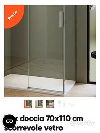 box doccia 70x110 acciaio spazzolato, vetro 8mm