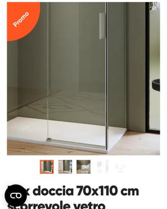 box doccia 70x110 acciaio spazzolato, vetro 8mm