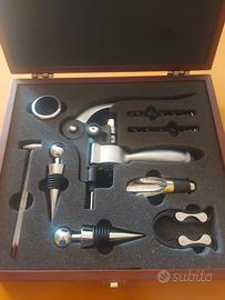 KIT Somellier vino in cofanetto di legno 9 Pezzi