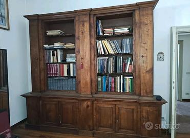 grande libreria biblioteca '800 legno massello 