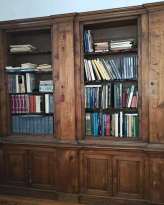 grande libreria biblioteca '800 legno massello 