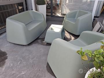 salotto,set da giardino in polietilene con cuscini