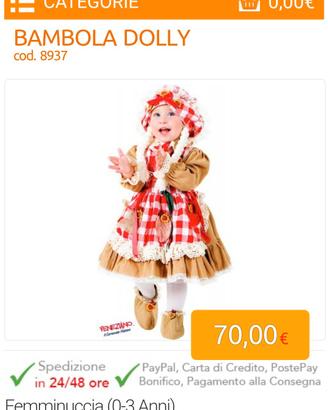 BAMBOLA DOLLY CARNEVALE VENEZIANO (2anni)
