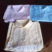 3 camicie notte cotone ricamate a mano vintage 